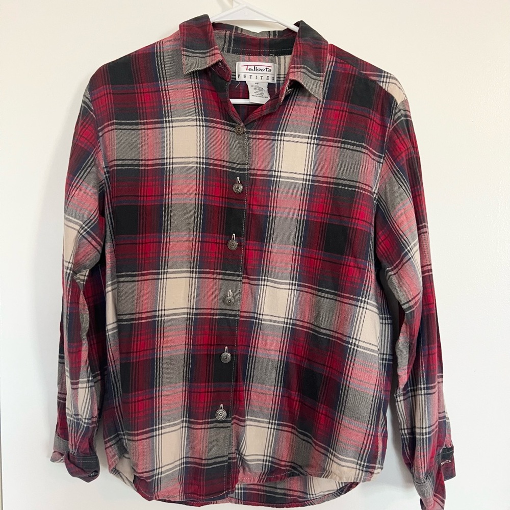 Vintage Talbots 100% Cotton Plaid Shirt